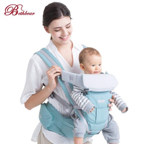  Candora Baby Carrier Hip Seat Ergonomic 3-in-1 Convertible Hipseat Baby Carrier with Breastfeeding Nursing Cover, Baby Wrap Carrier Front and Back for Shopping (Macaw Blue Green)