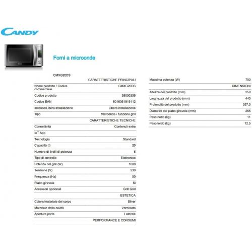  [아마존베스트]Candy CMXG 20DS CMXG20DS Microwave Iron 20L Silver