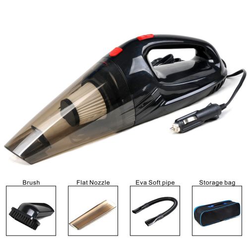  Canfeifan Car Vacuum Cleaner High Power 12V 120W Portable Wet Dry Strong Suction Handheld Automotive In Car Vacuum Plugs into Cigarette Lighter with Carrying Bag (Black, 5M/16.4FT)