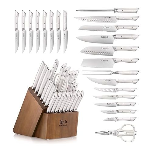  Cangshan HELENA Series German Steel Forged Knife Block Set (23-Piece, White)