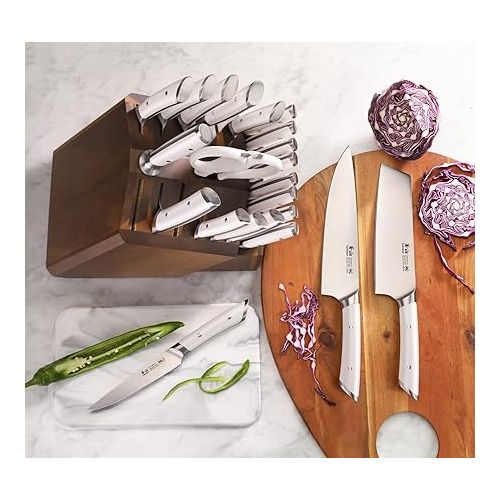  Cangshan HELENA Series German Steel Forged Knife Block Set (23-Piece, White)