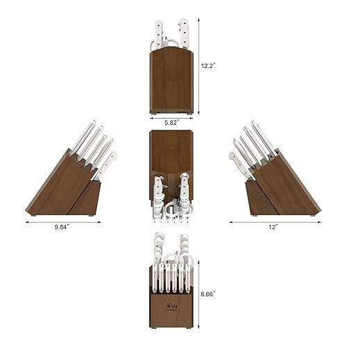  Cangshan Adams Series 1027273 German Steel Forged 15-Piece Knife Block Set, White