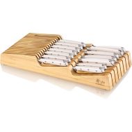 Cangshan ALPS Series 502827 German Steel Forged 15-Piece In-Drawer Knife Set with Bamboo Tray, (White)