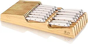 Cangshan ALPS Series 502827 German Steel Forged 15-Piece In-Drawer Knife Set with Bamboo Tray, (White)