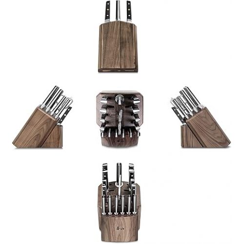  Cangshan TC Series 1021455 Swedish 14C28N Steel Forged 17-Piece Knife Block Set, Walnut