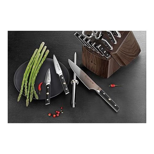  Cangshan TC Series 1021455 Swedish 14C28N Steel Forged 17-Piece Knife Block Set, Walnut