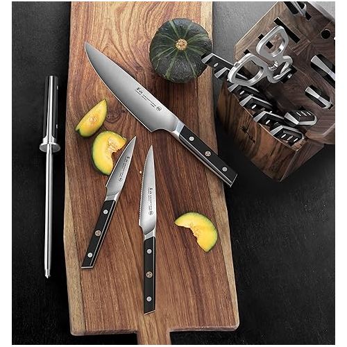  Cangshan TC Series 1021455 Swedish 14C28N Steel Forged 17-Piece Knife Block Set, Walnut