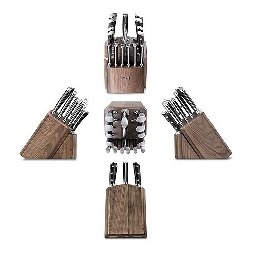  Cangshan TS Series 1020885 Swedish 14C28N Steel Forged 17-Piece Knife Block Set, Walnut