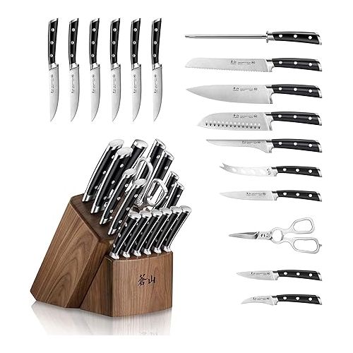  Cangshan TS Series 1020885 Swedish 14C28N Steel Forged 17-Piece Knife Block Set, Walnut