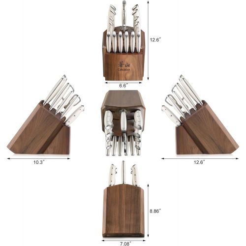  Cangshan Z1 Series 1024197 German Steel Forged 17-Piece Knife Block Set, Walnut