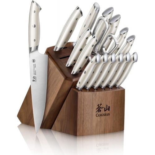  Cangshan Z1 Series 1024197 German Steel Forged 17-Piece Knife Block Set, Walnut