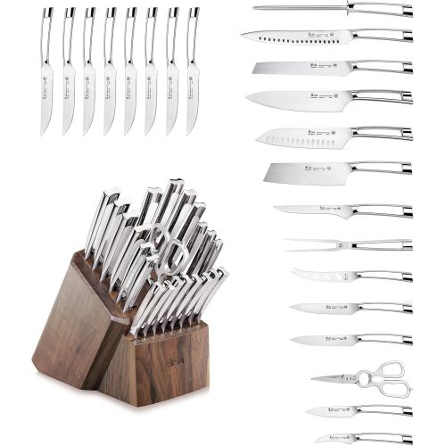  Cangshan N1 Series 1022377 23-Piece German Steel Forged Knife Block Set, Walnut Block