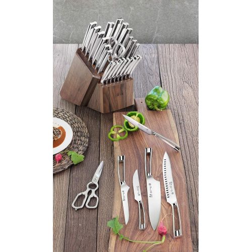  Cangshan N1 Series 1022377 23-Piece German Steel Forged Knife Block Set, Walnut Block