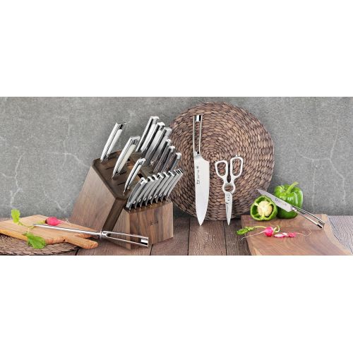  Cangshan N1 Series 1022377 23-Piece German Steel Forged Knife Block Set, Walnut Block