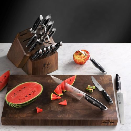  Cangshan Z Series 1024180 German Steel Forged 17-Piece Knife Block Set, Walnut