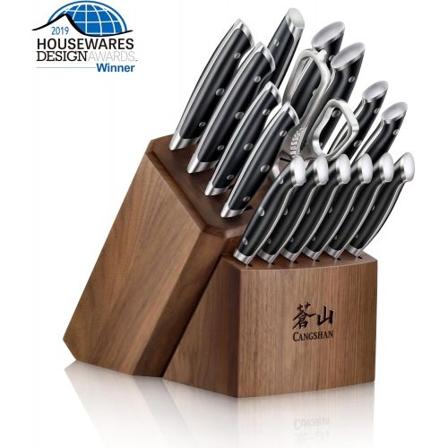  Cangshan Z Series 1024180 German Steel Forged 17-Piece Knife Block Set, Walnut