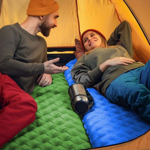  Cannpro Single Camping Pad with Pillow, Inflatable 1 Person Camp Sleep Mat, Super Comfort Sleeping Pad - Lightweight Portable Air Mattress for Tent Backpacking Hiking - Includes Po