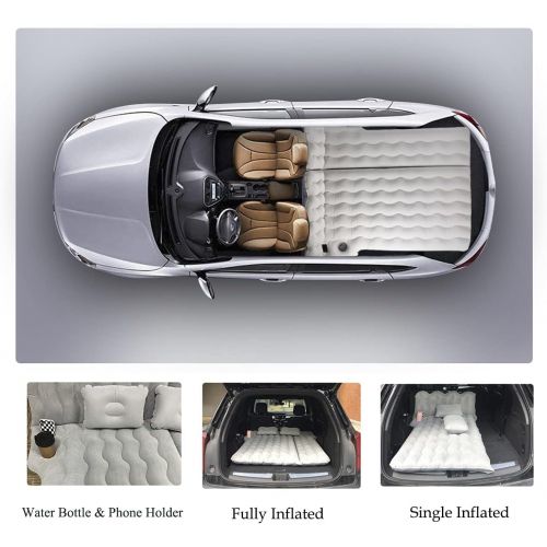  Canodoky SUV Air Mattress, Inflatable Car Mattress Bottle and Phone Holder Thickened Flocking & PVC Surface Car Bed with Electric Air Pump Travel Mattress for Car Camping Road Trip