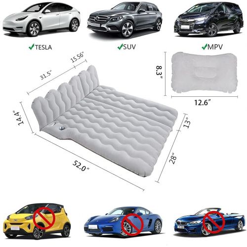  Canodoky SUV Air Mattress, Inflatable Car Mattress Bottle and Phone Holder Thickened Flocking & PVC Surface Car Bed with Electric Air Pump Travel Mattress for Car Camping Road Trip