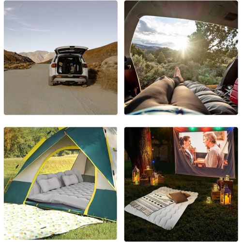  Canodoky SUV Air Mattress, Inflatable Car Mattress Bottle and Phone Holder Thickened Flocking & PVC Surface Car Bed with Electric Air Pump Travel Mattress for Car Camping Road Trip