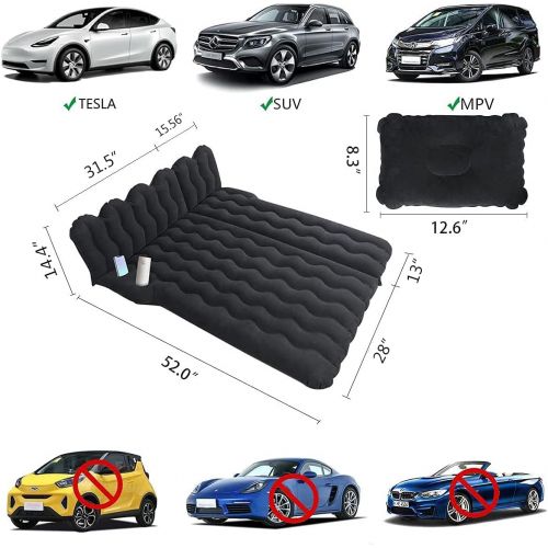  Canodoky SUV Air Mattress, Inflatable Car Mattress Bottle and Phone Holder Thickened Flocking & PVC Surface Car Bed with Electric Air Pump Travel Mattress for Car Camping Road Trip