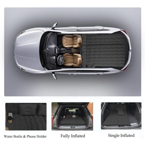  Canodoky SUV Air Mattress, Inflatable Car Mattress Bottle and Phone Holder Thickened Flocking & PVC Surface Car Bed with Electric Air Pump Travel Mattress for Car Camping Road Trip