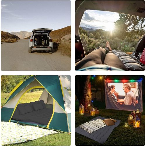  Canodoky SUV Air Mattress, Inflatable Car Mattress Bottle and Phone Holder Thickened Flocking & PVC Surface Car Bed with Electric Air Pump Travel Mattress for Car Camping Road Trip