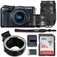Paging Zone Canon EOS M6 Mirrorless Digital Camera (Black) Bundle wCanon EF-M 15-45mm IS STM & Tamron 70-300mm Di LD Lenses + Auto (EFEF-S to EF-M) Mount Adapter + Basic Camera Kit