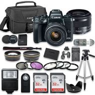 Canon EOS M5 Mirrorless Digital Camera (Black) Bundle with Canon EF-M 15-45mm f3.5-6.3 IS STM Lens + 2pc SanDisk 32GB Memory Cards + Accessory Kit