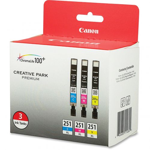 캐논 Canon 6449B009 (CLI-251XL) ChromaLife100+ High-Yield Ink, CyanMagentaYellow, 3PK