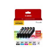 Canon CLI-281 Combo Ink Pack with Glossy Photo Paper (20 Sheets, 5x5)