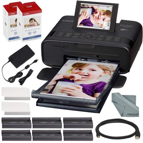 캐논 Photo Savings Canon SELPHY CP1300 Compact Photo Printer (Black) with WiFi and Accessory Bundle w2X Canon Color Ink and Paper Set