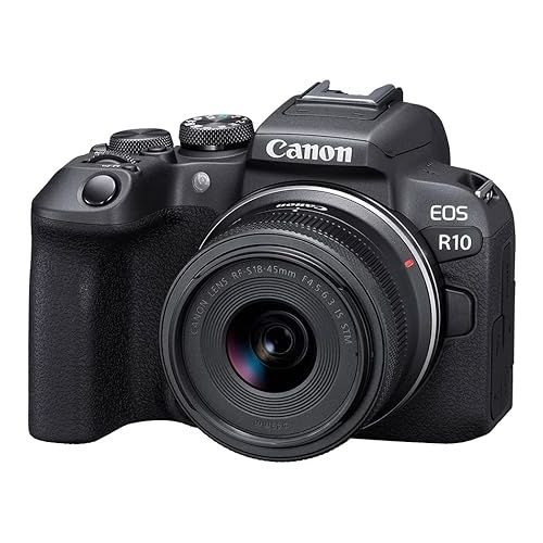 캐논 Canon EOS R10 Mirrorless Digital Camera Body Black with Canon RF-S 18-45mm f/4.5-6.3 is STM Lens 3 Lens Kit with Complete Accessory Bundle + 128GB Card + Flash & More - International Model (Renewed)