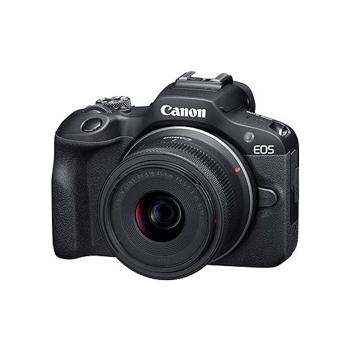 캐논 Canon EOS R100 RF-S18-45mm F4.5-6.3 is STM & RF-S55-210mm F5-7.1 is STM Lens Kit, Mirrorless Camera, RF Mount, 24.1 MP, Continuous Shooting, Full HD Video, 4K, Lightweight, Wi-Fi, Content Creation