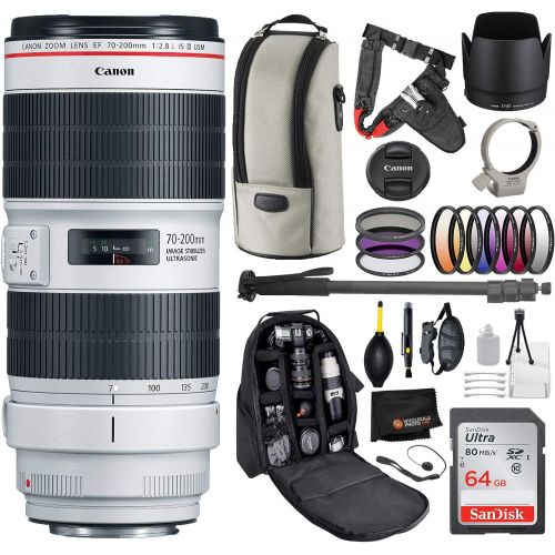 캐논 [아마존베스트]Canon EF 70-200mm f/2.8L is III USM Lens with Professional Bundle Package Deal Kit for EOS 7D Mark II, 6D Mark II, 5D Mark IV, 5D S R, 5D S, 5D Mark III, 80D, 70D, 77D, T5, T6, T6s