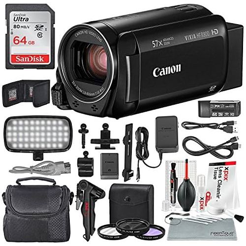 캐논 [아마존베스트]Canon Vixia HF R800 HD Camcorder (Black) Deluxe Bundle W/Camcorder Case, 64 GB SD Card, 3 Pc. Filter Kit, LED Light Kit, and Xpix Cleaning Accessories