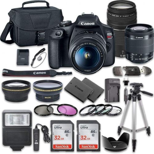 캐논 [아마존베스트]Canon EOS Rebel T7 DSLR Camera Bundle with Canon EF-S 18-55mm f/3.5-5.6 is II Lens + Canon EF 75-300mm f/4-5.6 III Lens + 2pc SanDisk 32GB Memory Cards + Accessory Kit