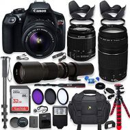 [아마존베스트]Canon EOS Rebel T6 DSLR Camera with 18-55mm IS II Lens Bundle + Canon EF 75-300mm f/4-5.6 III Lens and 500mm Preset Lens + 32GB Memory + Filters + Monopod + Spider Tripod + Profess