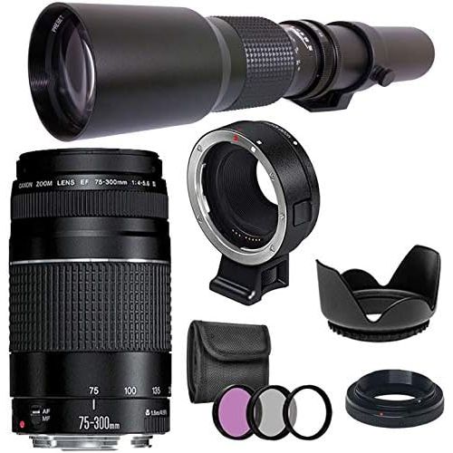 캐논 [아마존베스트]Canon EF 75-300mm III and Commander 420-800mm Zoom Lens Bundle with EF-EOS M Adapter, for Canon EOS M, M50, M6, M5, M100, M10 Cameras