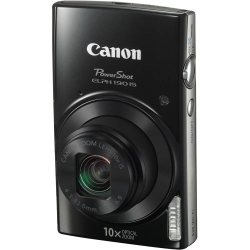 캐논 [아마존베스트]Canon PowerShot ELPH 190 IS Digital Camera (Black) with 10x Optical Zoom and Built-In Wi-Fi with 32GB SDHC + Flexible tripod + AC/DC Turbo Travel Charger + Replacement battery + Pr