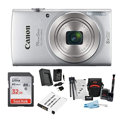 캐논 [아마존베스트]Canon PowerShot ELPH 180 20 MP Digital Camera (Silver) w/ 32GB Accessory Bundle