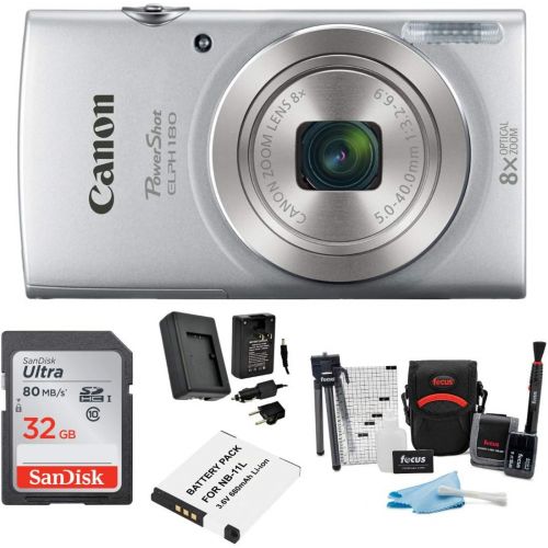 캐논 [아마존베스트]Canon PowerShot ELPH 180 20 MP Digital Camera (Silver) w/ 32GB Accessory Bundle