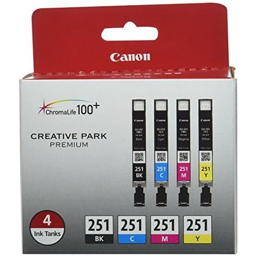 캐논 [아마존베스트]Canon CLI-251 BK/CMY 4PK (4-Color Pack), Black,Cyan, Magenta, Yellow, Compatible to MX922, iP8720, iX6820,MG7520,MG6620,MG5620,MG7120,MG6420,MG5520 and MG6320