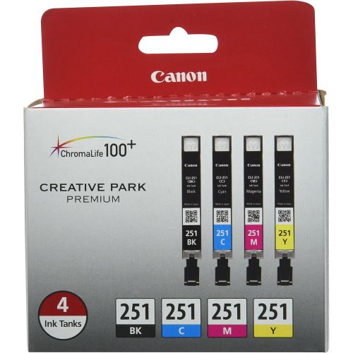 캐논 [아마존베스트]Canon CLI-251 BK/CMY 4PK (4-Color Pack), Black,Cyan, Magenta, Yellow, Compatible to MX922, iP8720, iX6820,MG7520,MG6620,MG5620,MG7120,MG6420,MG5520 and MG6320