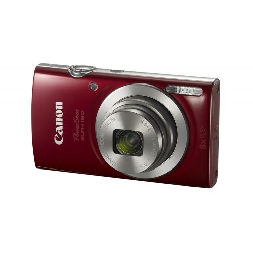 캐논 Canon PowerShot ELPH 180 Digital Camera w/Image Stabilization and Smart AUTO Mode (Red)