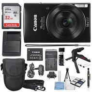 Canon PowerShot ELPH 190 IS Digital Camera (Black) with 10x Optical Zoom and Built-In Wi-Fi with 32GB SDHC + Flexible tripod + AC/DC Turbo Travel Charger + Replacement battery + Pr