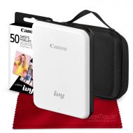 Canon Ivy Bluetooth Mini Mobile Photo Printer (Slate Gray) with Canon 2 x 3 Zink Photo Paper (50 Sheets) and Hard Shell Case Deluxe Bundle