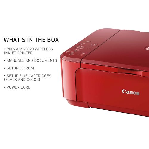 캐논 Canon PIXMA MG3620 Wireless All-In-One Color Inkjet Printer with Mobile and Tablet Printing, Red