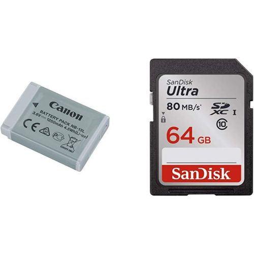 캐논 Canon Battery Pack NB-13L & SanDisk 64GB Ultra SDXC UHS-I Memory Card SDSDUNC-064G-GN6IN