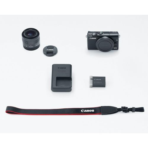 캐논 Canon EOS M100 Mirrorless Camera w/ 15-45mm Lens - Wi-Fi, Bluetooth, and NFC enabled (Black)